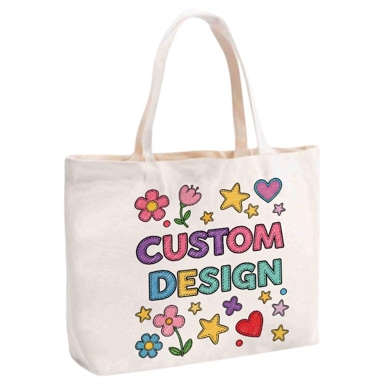 Child Drawing Printed Canvas Handbag Digital Print On Your Demand, Size:30x40x10cm