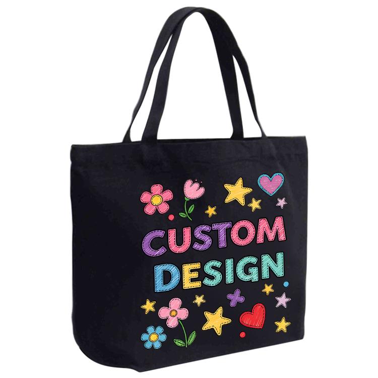 Child Drawing Printed Canvas Handbag Digital Print On Your Demand, Size:30x40x10cm