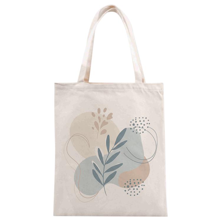 Fresh Leaves Printed Canvas Handbag Digital Print On Your Demand, Size:40x35cm