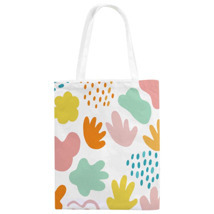 Colorful Blocks Printed Canvas Handbag Digital Print On Your Demand, Size:30x25cm