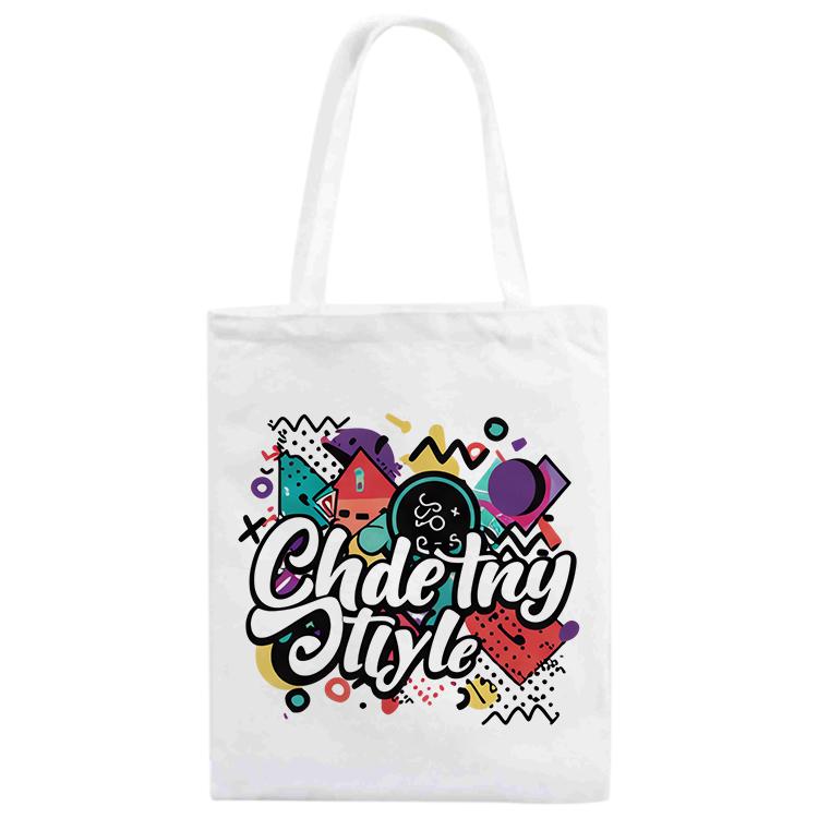 Graffiti Printed Canvas Handbag Digital Print On Your Demand, Size:40x35cm