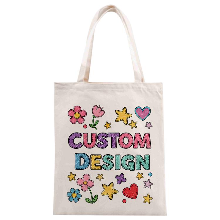 Child Drawing Printed Canvas Handbag Digital Print On Your Demand, Size:25x20cm