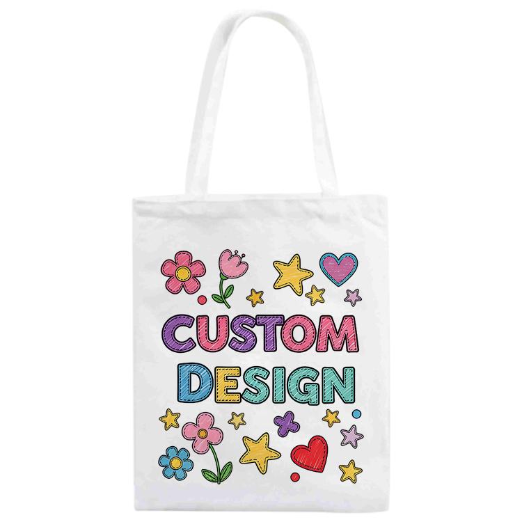 Child Drawing Printed Canvas Handbag Digital Print On Your Demand, Size:35x30cm