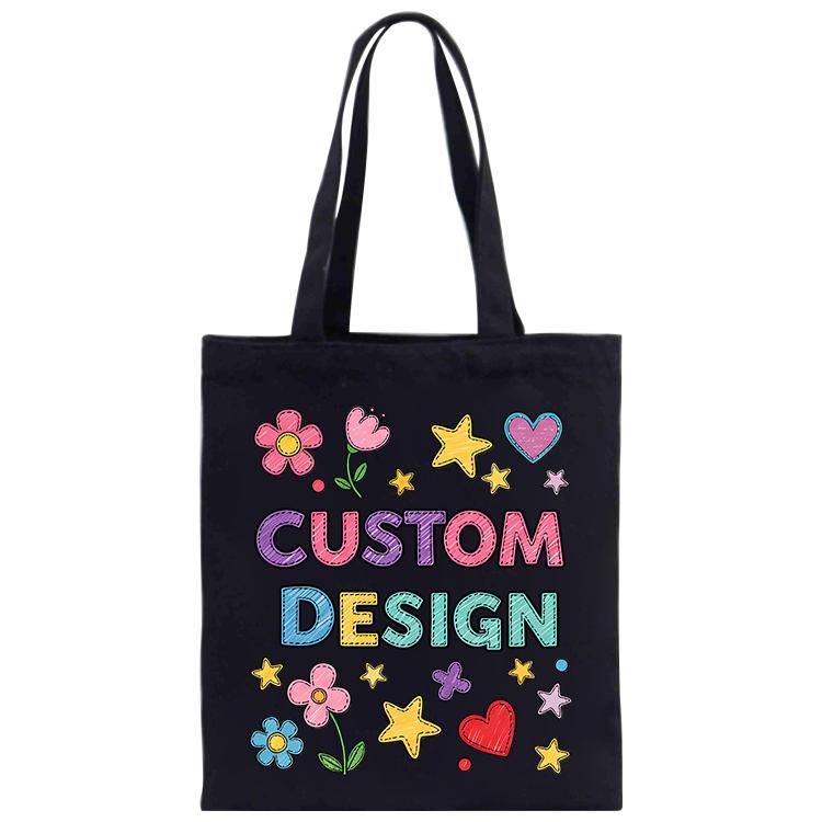 Child Drawing Printed Canvas Handbag Digital Print On Your Demand, Size:40x35cm