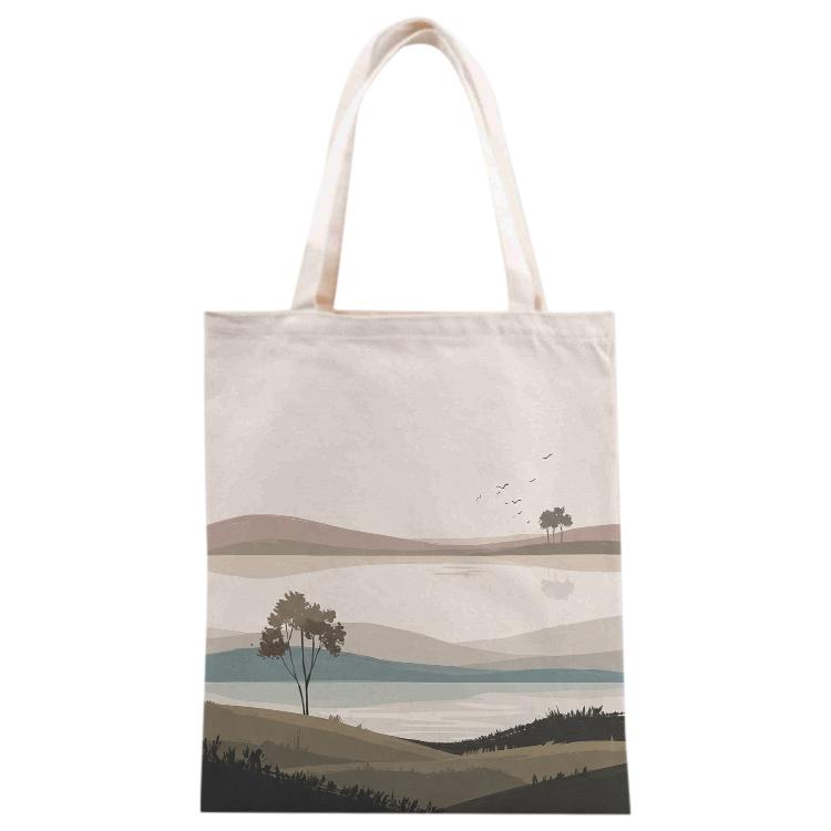 Scenery Printed Canvas Handbag Digital Print On Your Demand, Size:25x20cm