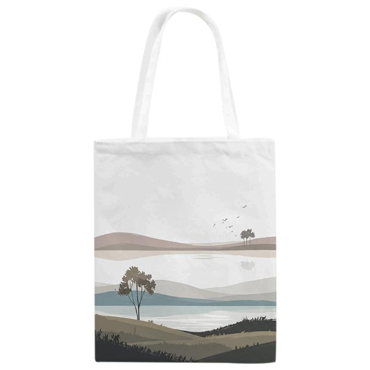 Scenery Printed Canvas Handbag Digital Print On Your Demand, Size:35x30cm