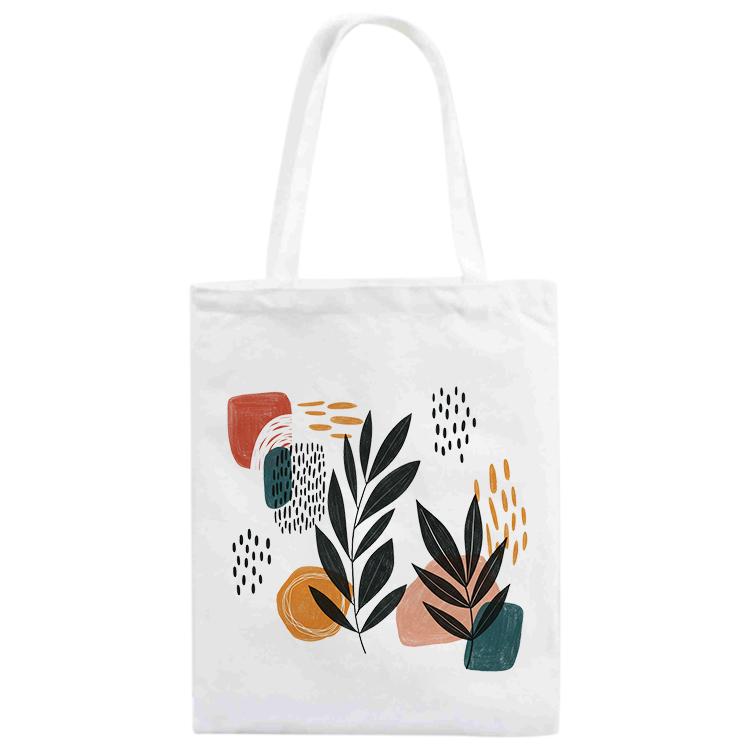 Abstract Leaves Printed Canvas Handbag Digital Print On Your Demand, Size:35x30cm