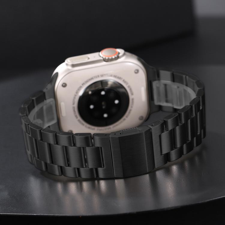 For Apple Watch 46mm / 49mm / 45mm / 44mm Norman Clasp Three-Link Stainless Steel Watch Band
