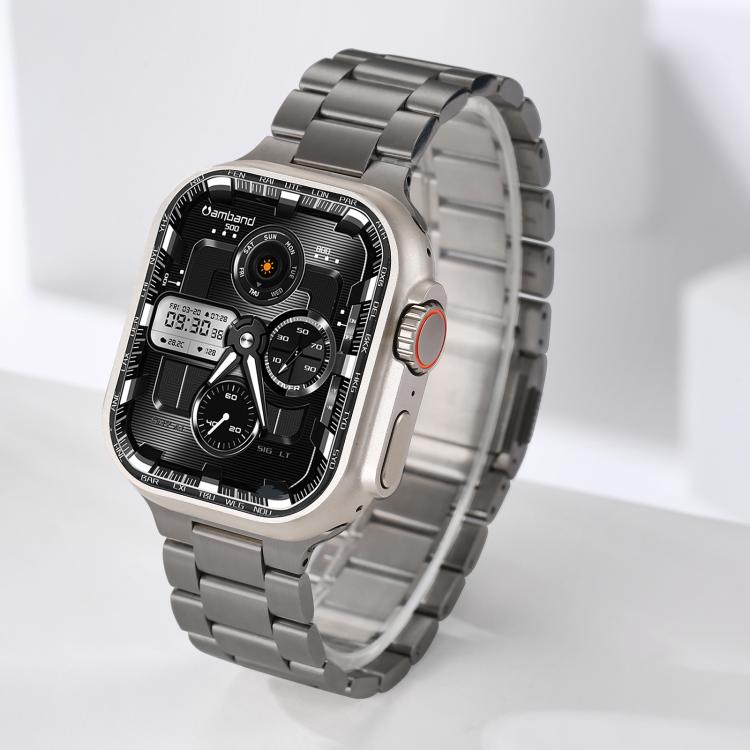 For Apple Watch 46mm / 49mm / 45mm / 44mm Norman Clasp Three-Link Stainless Steel Watch Band