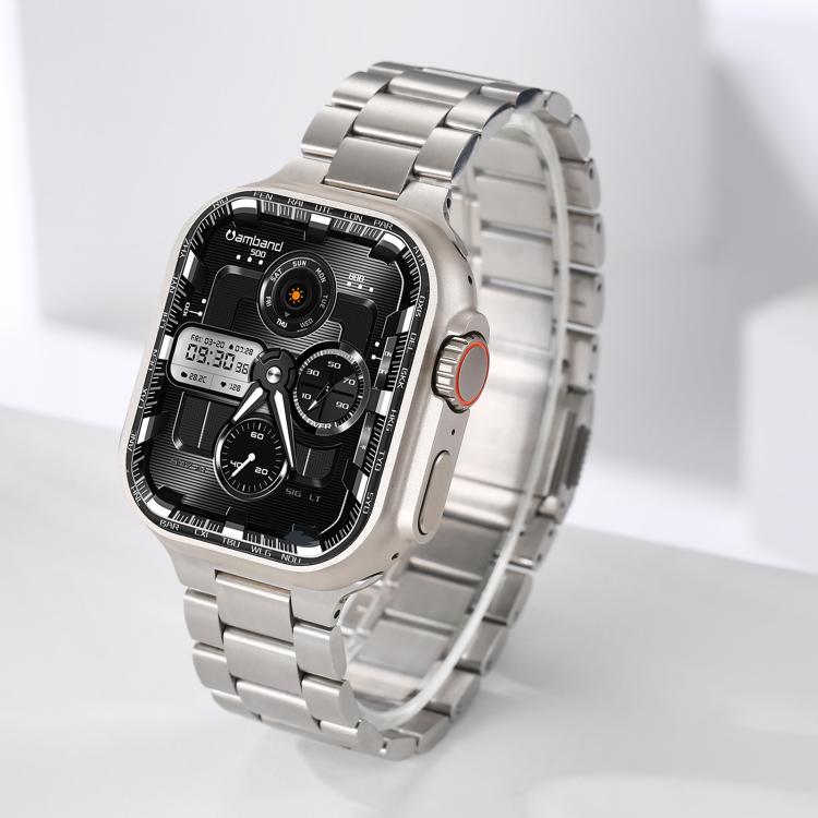 For Apple Watch 46mm / 49mm / 45mm / 44mm Norman Clasp Three-Link Stainless Steel Watch Band