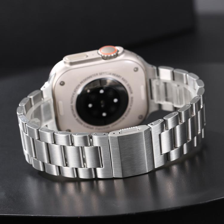 For Apple Watch 46mm / 49mm / 45mm / 44mm Norman Clasp Three-Link Stainless Steel Watch Band
