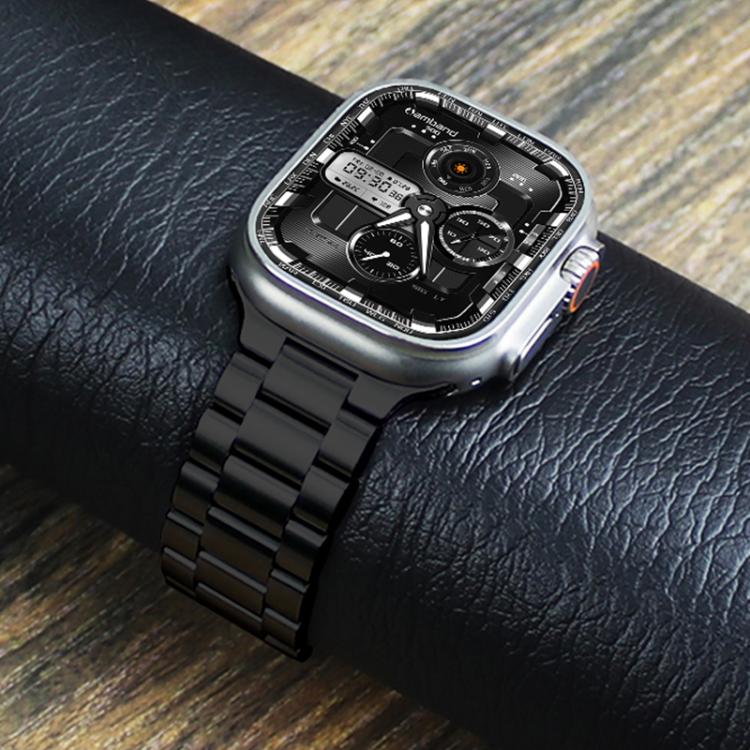 For Apple Watch 46mm / 49mm / 45mm / 44mm Norman Clasp Three-Link Titanium Alloy Watch Band