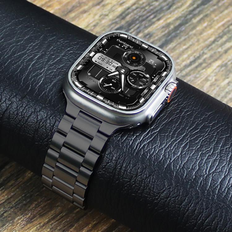 For Apple Watch 46mm / 49mm / 45mm / 44mm Norman Clasp Three-Link Titanium Alloy Watch Band