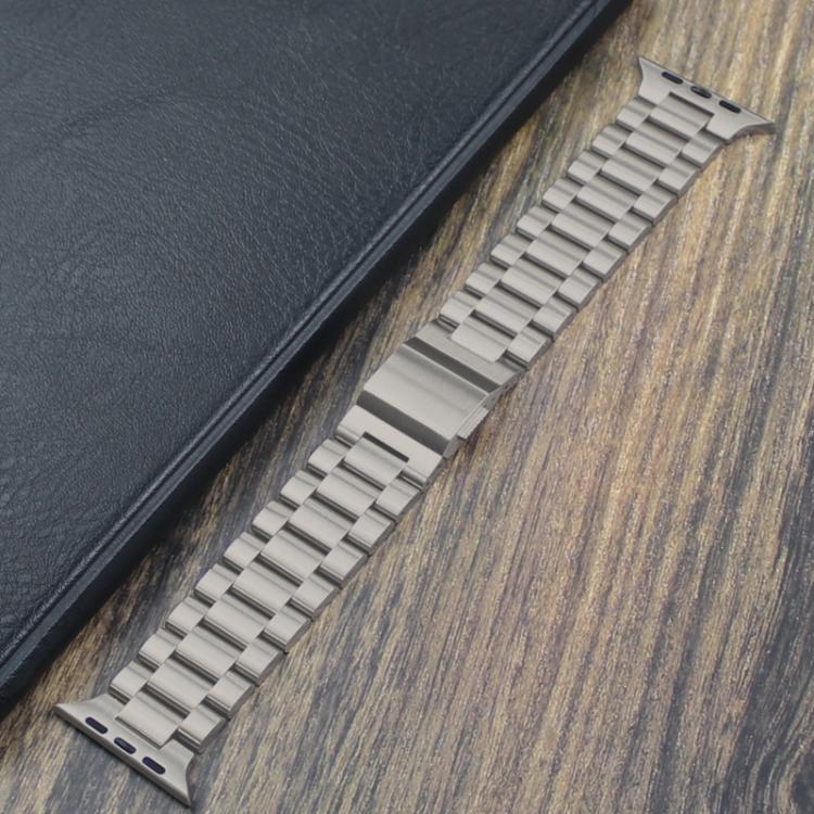For Apple Watch 46mm / 49mm / 45mm / 44mm Norman Clasp Three-Link Titanium Alloy Watch Band