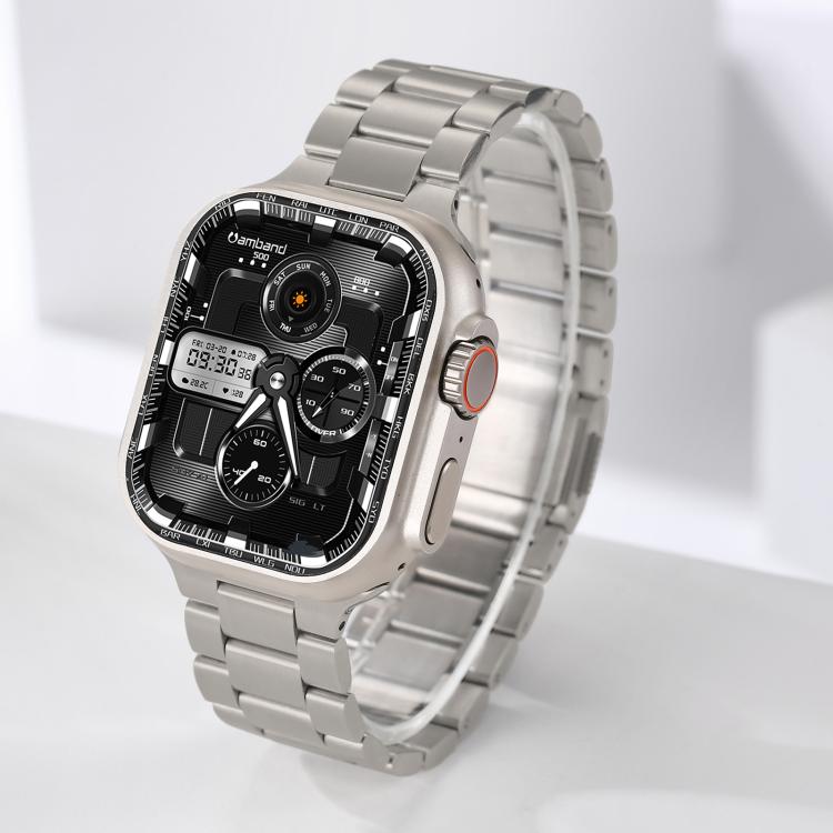For Apple Watch 46mm / 49mm / 45mm / 44mm Norman Clasp Three-Link Titanium Alloy Watch Band
