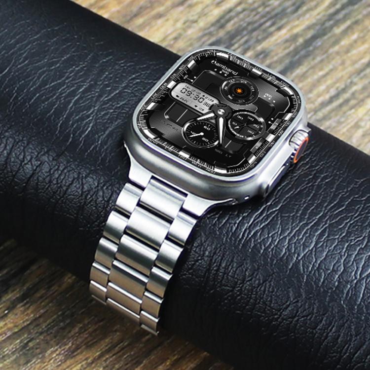 For Apple Watch 46mm / 49mm / 45mm / 44mm Norman Clasp Three-Link Titanium Alloy Watch Band