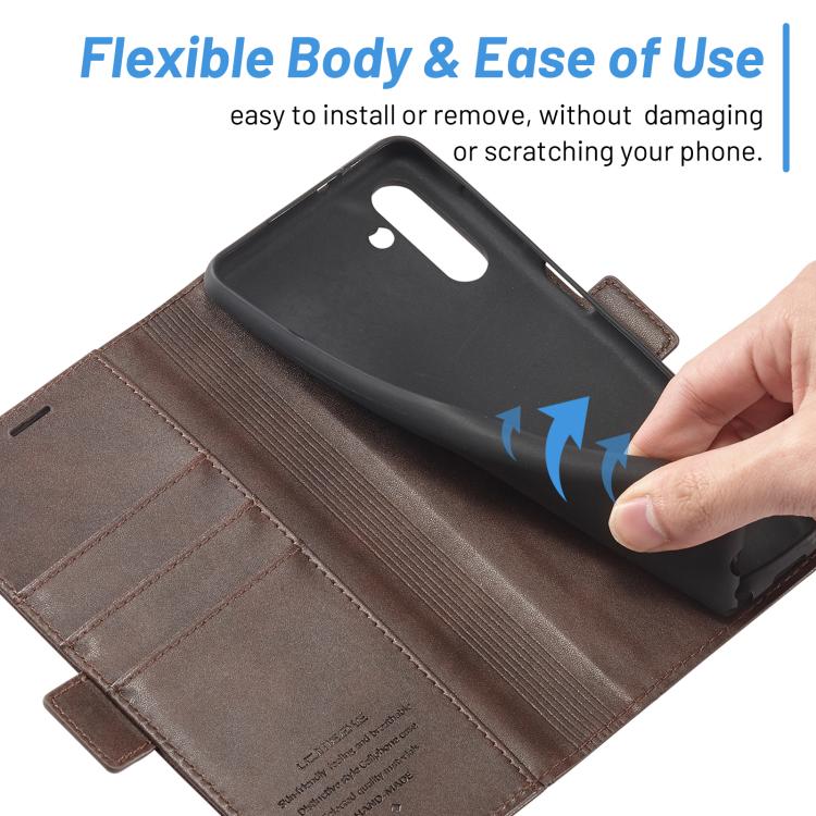 For Samsung Galaxy S25 5G LC.IMEEKE Card Slots Skin Feeling Leather Phone Case