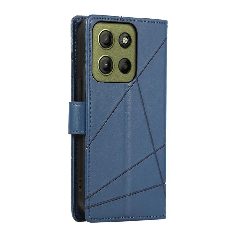 For Motorola Moto G15 PU Genuine Leather Texture Embossed Line Phone Case