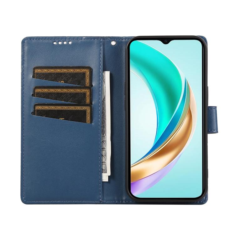 For Motorola Moto G15 PU Genuine Leather Texture Embossed Line Phone Case