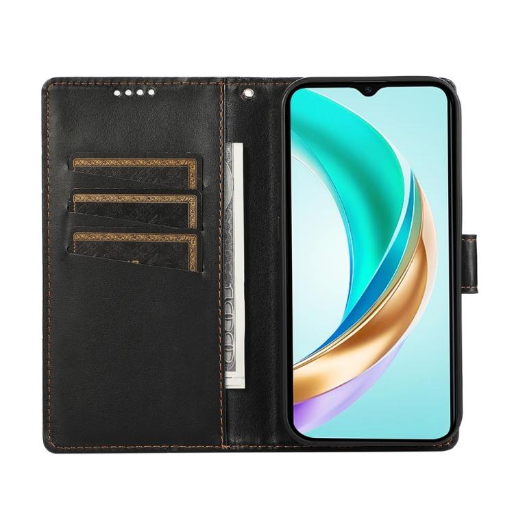 For Motorola Moto G15 PU Genuine Leather Texture Embossed Line Phone Case