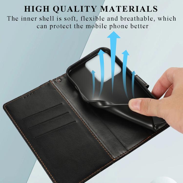 For Motorola Moto G15 PU Genuine Leather Texture Embossed Line Phone Case