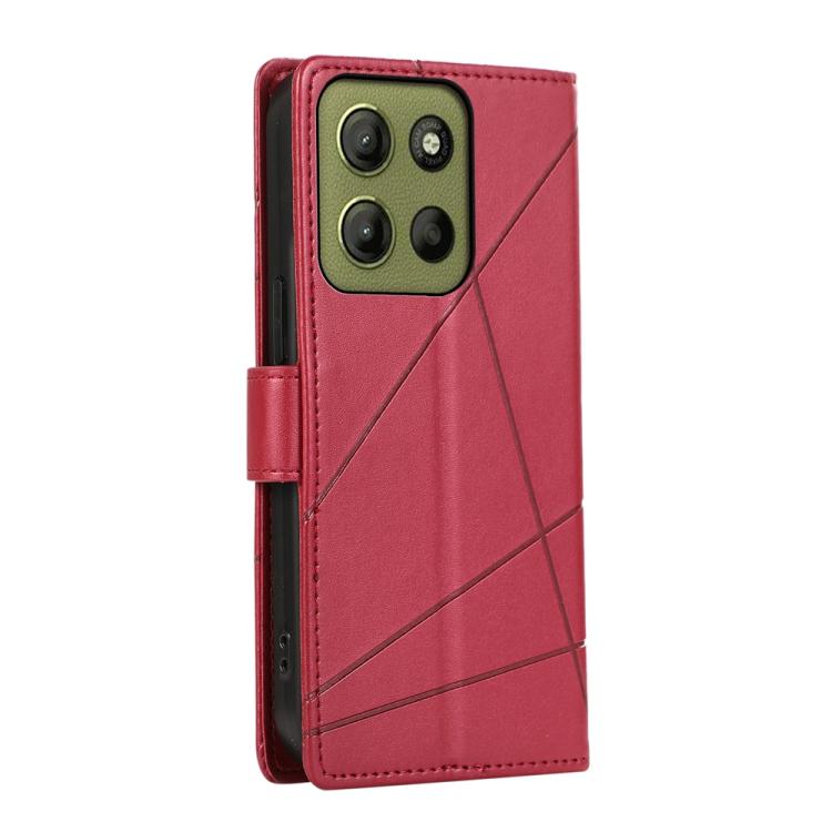 For Motorola Moto G15 PU Genuine Leather Texture Embossed Line Phone Case