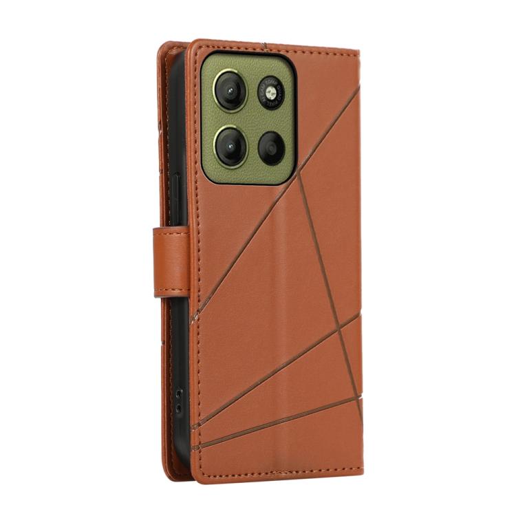 For Motorola Moto G15 PU Genuine Leather Texture Embossed Line Phone Case
