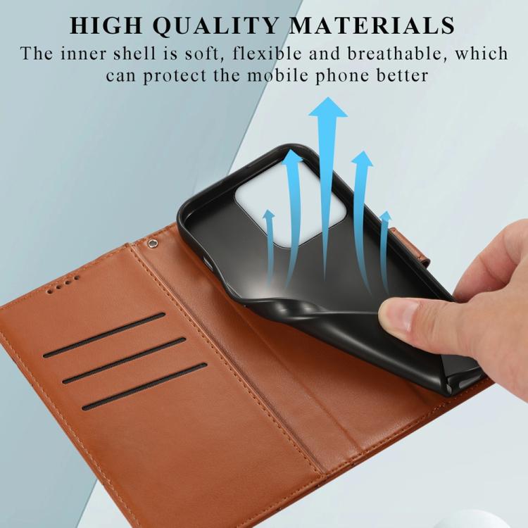 For Motorola Moto G15 PU Genuine Leather Texture Embossed Line Phone Case