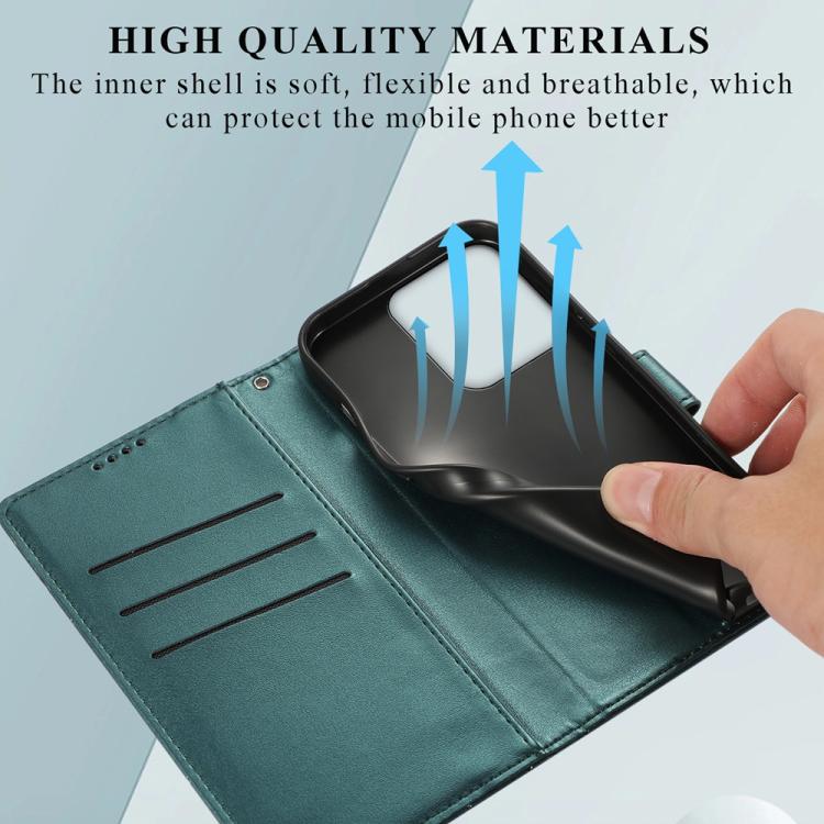 For Motorola Moto G15 PU Genuine Leather Texture Embossed Line Phone Case