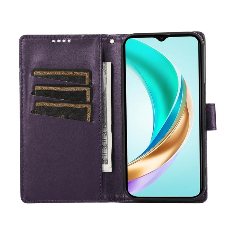 For Motorola Moto G15 PU Genuine Leather Texture Embossed Line Phone Case