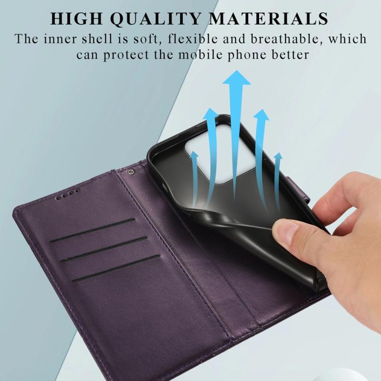 For Motorola Moto G15 PU Genuine Leather Texture Embossed Line Phone Case
