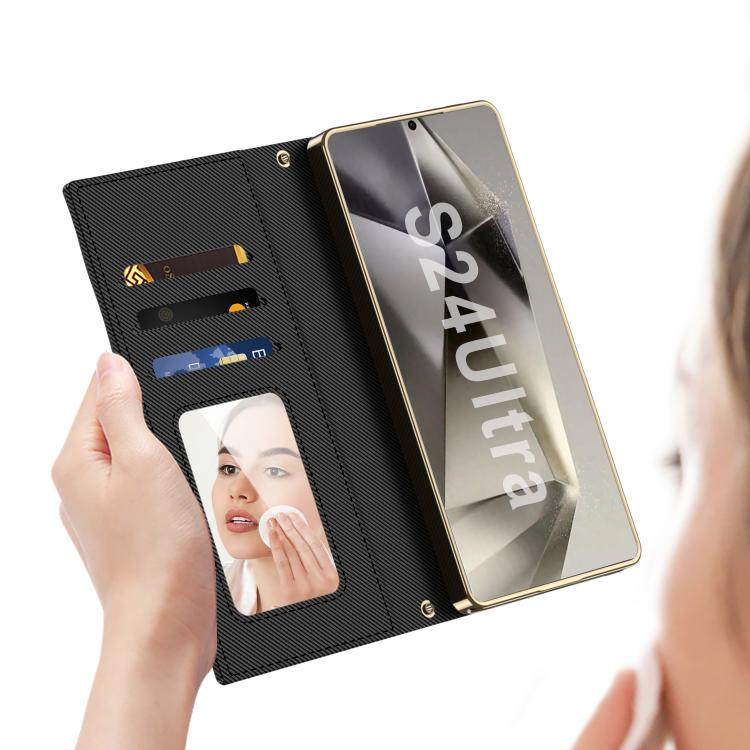 For Samsung Galaxy S24 Ultra 5G GKK Plating Diamond Texture Leather Phone Case With Crossbody Chain