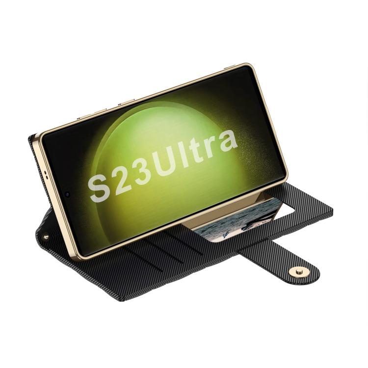 For Samsung Galaxy S23 Ultra 5G GKK Plating Diamond Texture Leather Phone Case With Crossbody Chain