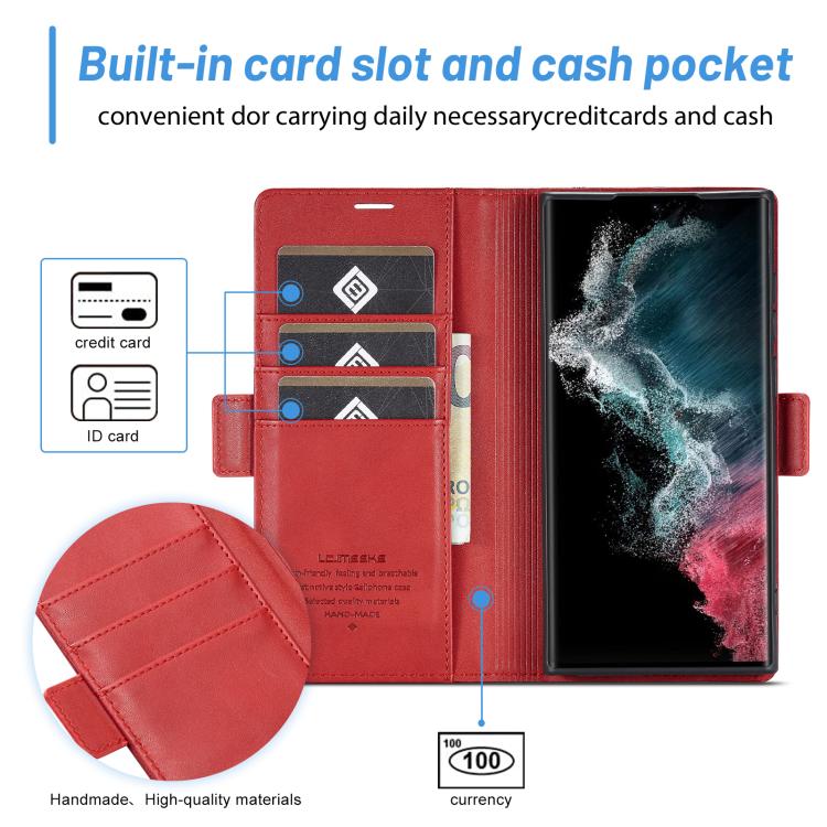 For Samsung Galaxy S25 Ultra 5G LC.IMEEKE Card Slots Skin Feeling Leather Phone Case