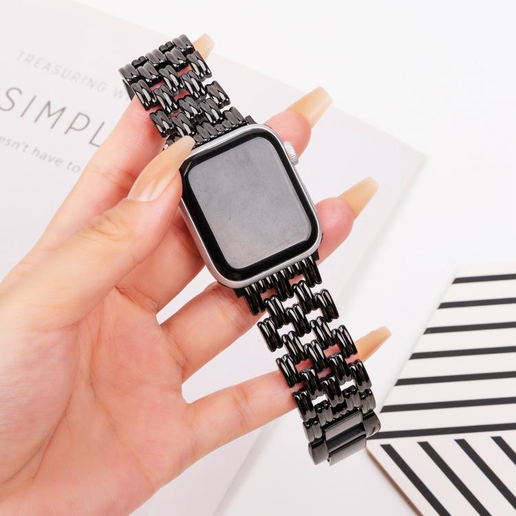 For Apple Watch 46mm / 49mm / 45mm / 44mm Five-bead Stripe Stainless Steel Watch Band