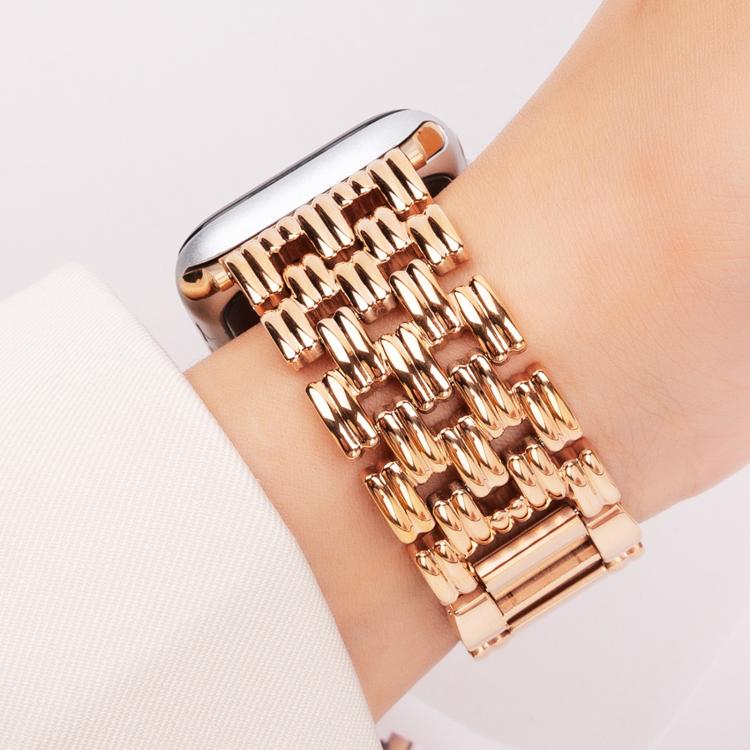 For Apple Watch 46mm / 49mm / 45mm / 44mm Five-bead Stripe Stainless Steel Watch Band