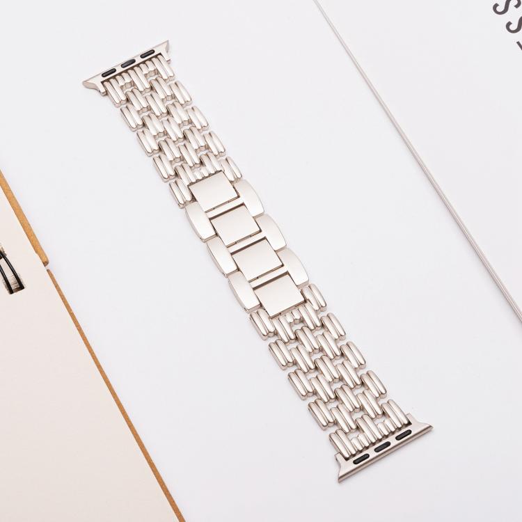 For Apple Watch 46mm / 49mm / 45mm / 44mm Five-bead Stripe Stainless Steel Watch Band
