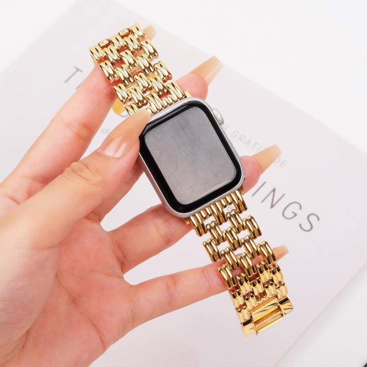 For Apple Watch 42mm / 41mm / 40mm / 38mm Five-bead Stripe Stainless Steel Watch Band