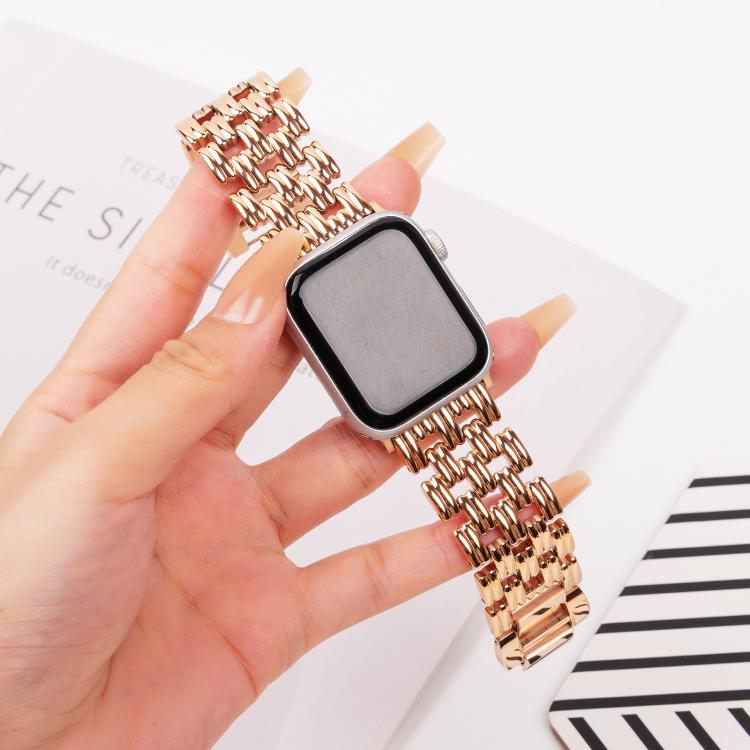 For Apple Watch 42mm / 41mm / 40mm / 38mm Five-bead Stripe Stainless Steel Watch Band