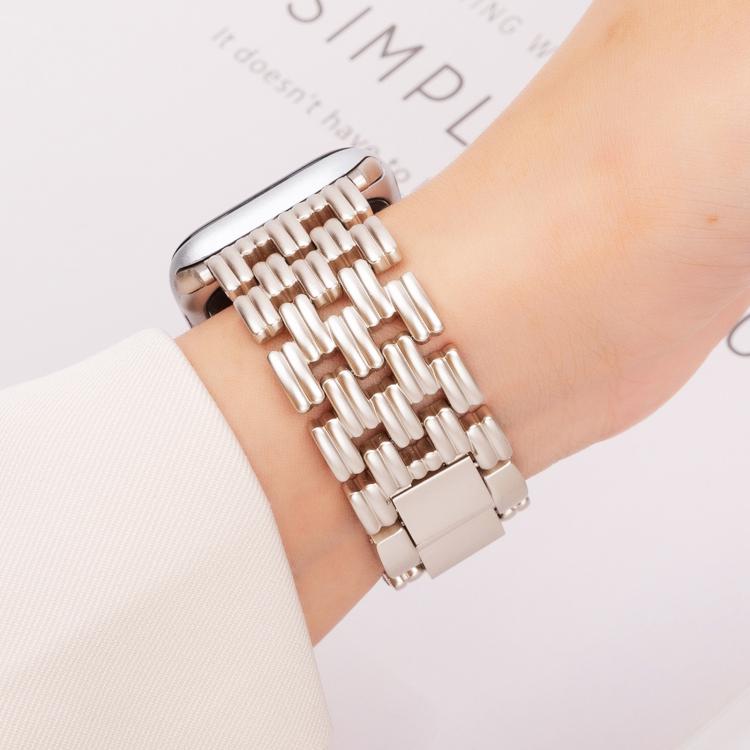 For Apple Watch 42mm / 41mm / 40mm / 38mm Five-bead Stripe Stainless Steel Watch Band