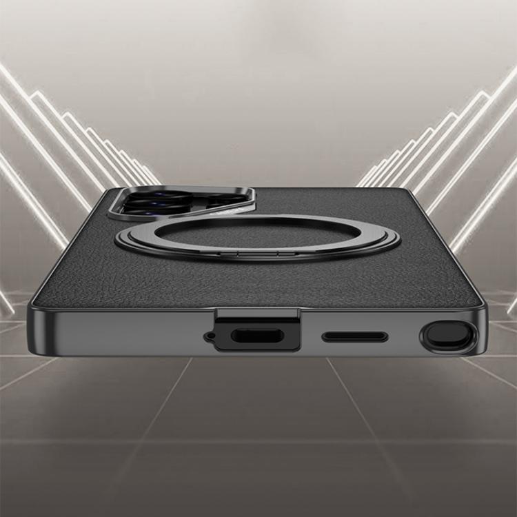 For Samsung Galaxy S25 Ultra 5G GKK Metal Paint Skin Feel Leather Phone Case With Magnetic Rotating Holder, Not Included Pen