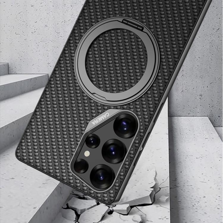For Samsung Galaxy S25 Ultra 5G GKK Metal Paint Skin Feel Leather Phone Case With Magnetic Rotating Holder, Not Included Pen