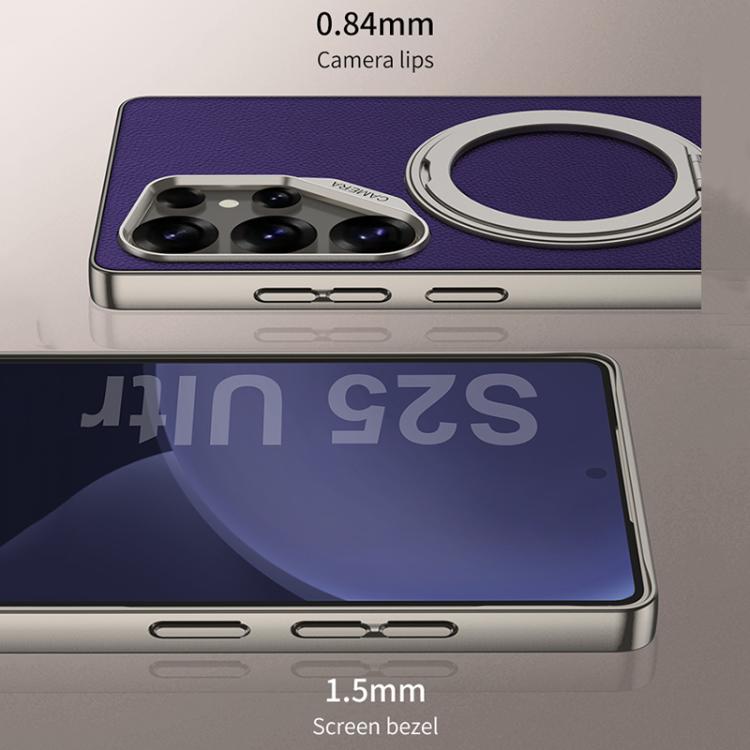 For Samsung Galaxy S25 Ultra 5G GKK Metal Paint Skin Feel Leather Phone Case With Magnetic Rotating Holder, Not Included Pen