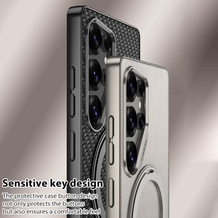 For Samsung Galaxy S26 Ultra 5G GKK Metal Paint Skin Feel Leather Phone Case With Magnetic Rotating Holder, Not Included Pen