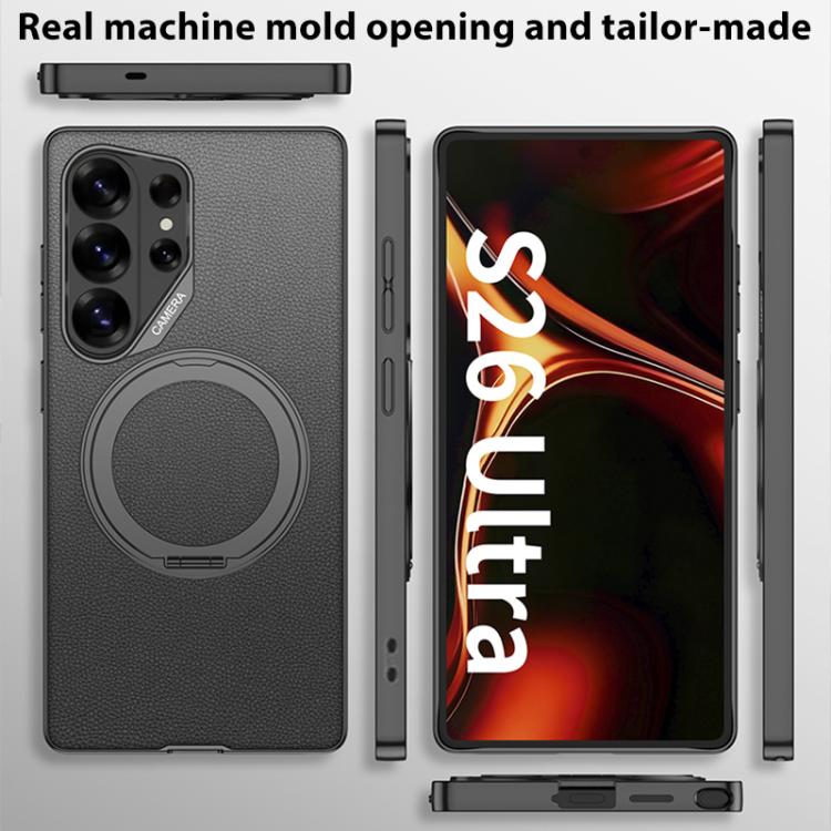 For Samsung Galaxy S26 Ultra 5G GKK Metal Paint Skin Feel Leather Phone Case With Magnetic Rotating Holder, Not Included Pen
