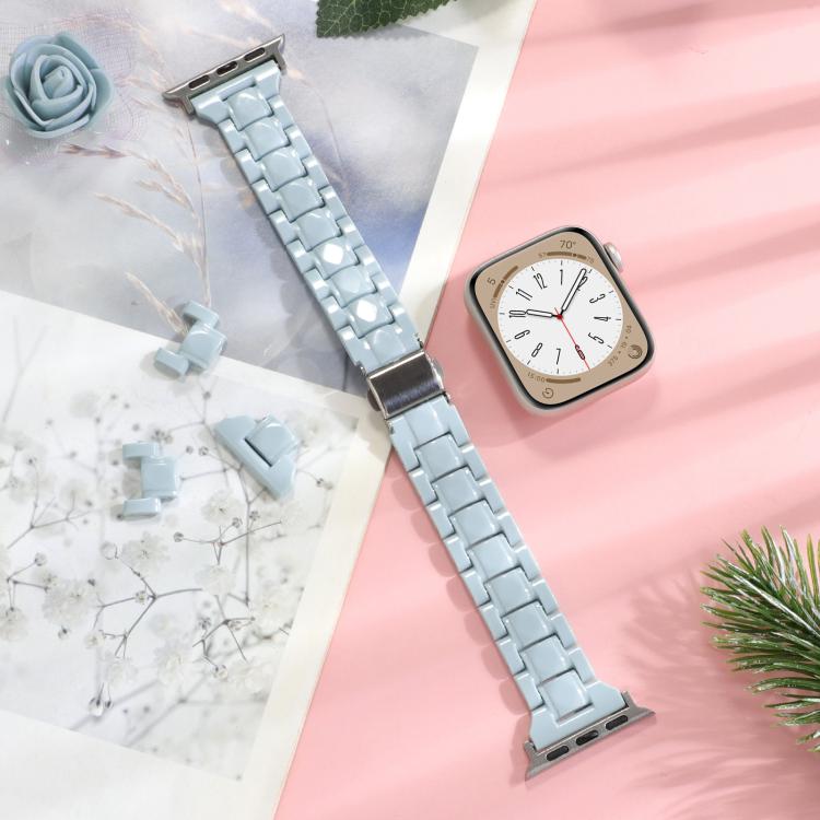 For Apple Watch 46mm / 49mm / 45mm / 44mm Small Waist Rhombus Three-bead Resin Watch Band