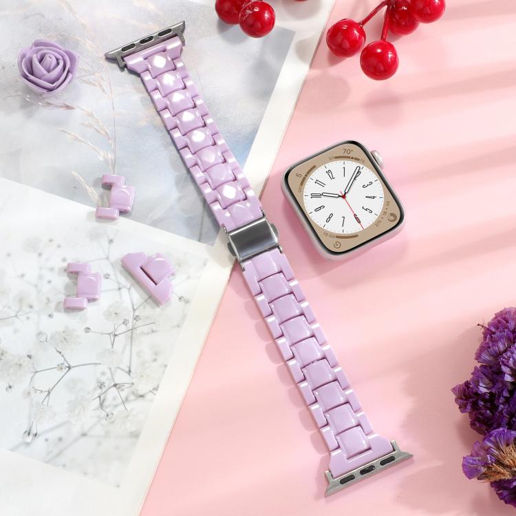 For Apple Watch 46mm / 49mm / 45mm / 44mm Small Waist Rhombus Three-bead Resin Watch Band