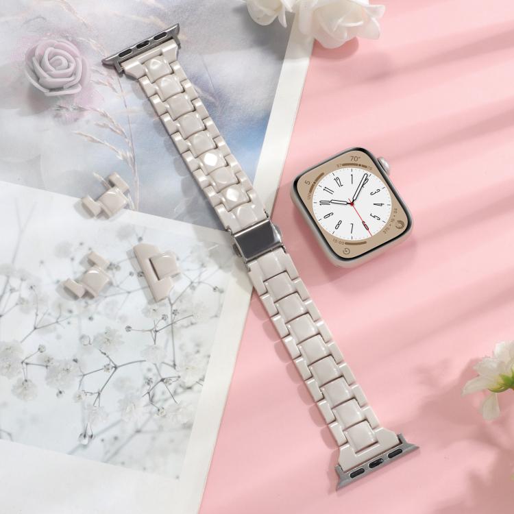 For Apple Watch 42mm / 41mm / 40mm / 38mm Small Waist Rhombus Three-bead Resin Watch Band