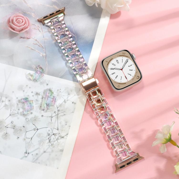 For Apple Watch 42mm / 41mm / 40mm / 38mm Small Waist Rhombus Three-bead Resin Watch Band