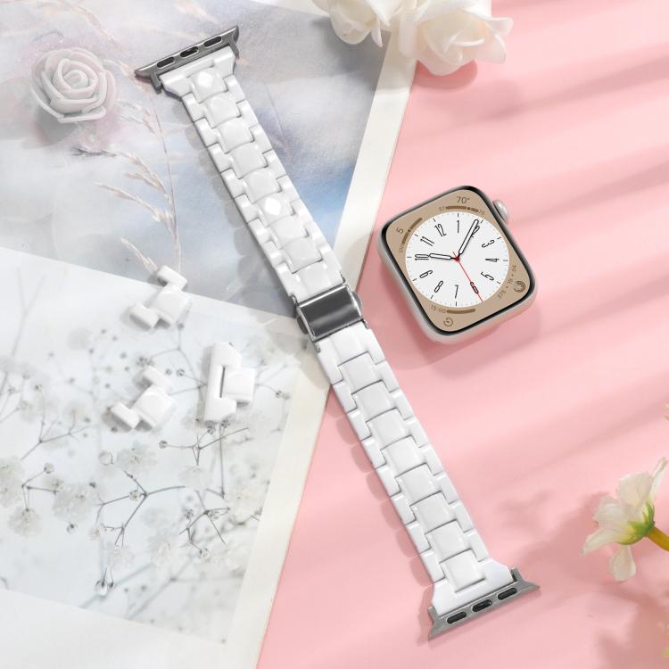 For Apple Watch 42mm / 41mm / 40mm / 38mm Small Waist Rhombus Three-bead Resin Watch Band